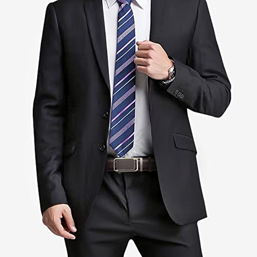 SENDEFN Men's Leather Belt Automatic Ratchet Buckle Slide Belt for Dress Casual Trim to Fit with Gift Box — view 4