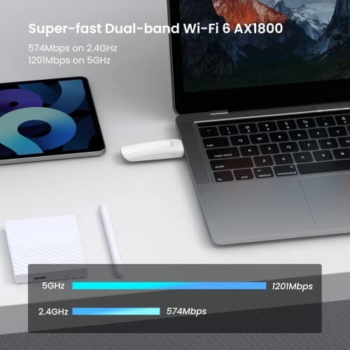 Image of Tenda U18 AX1800 Wi-Fi 6 Dual Band USB 3.0 Wireless Adapter for PC Laptop Desktop, (up to 1201 Mbit /s on 5GHz and 574 Mbit /s on 2.4GHz, WPA3, Only Compatible with Windows 11 /10)