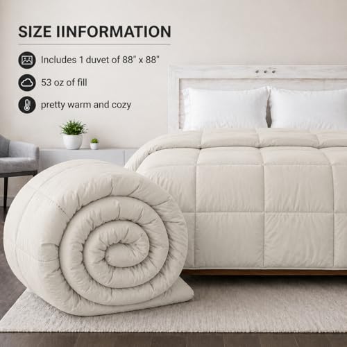 Image of Luxury Hotel Collection Cotton Comforter | All-Season Lightweight Quilt for Hot Sleepers | Plush, Breathable & Box-Stitched (King) Ivory
