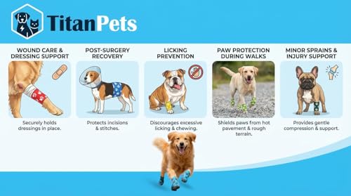 Image of Dog Bandage Cohesive Wrap for Paw & Leg | 7.5cm x 4.5m - Pack of 4 | Easy Tear, Fur Safe | Self Adhesive Elastic Vet Tape for Walking Protection, Wound Care & Licking Prevention Bandage Roll