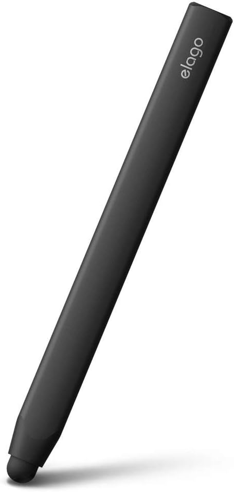 elago Premium Aluminum Stylus Pens for All Touch Screen Tablets/Cell Phones, Soft Touch Pen-Point, Precise Touch and Control, Extra Rubber Tip Included[Black]