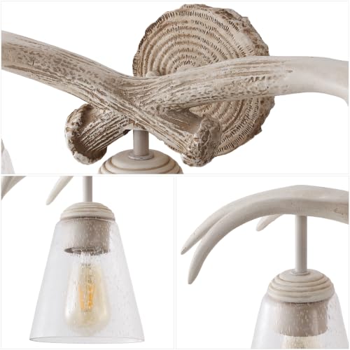 Image of JONATHAN Y Wyatt 25.5 inch Antique White 3-Light Faux Antler Vanity Light