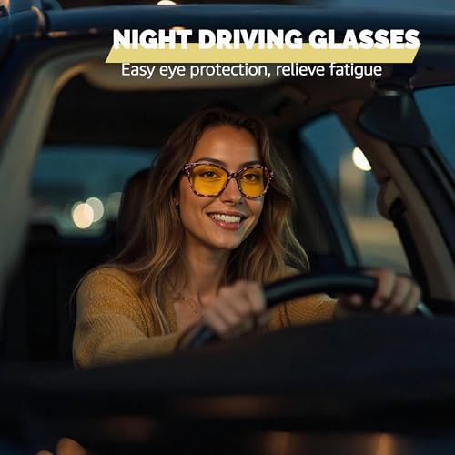 SIPHEW Night Driving Glasses for Women, Trendy Yellow Anti Glare Lens for Nighttime Polarized Night Vision Glasses2