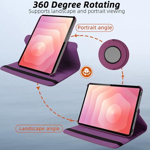 Image of TGK 360 Rotatable Flip Cover for Samsung Galaxy Tab S11 Case 11 inch 2025, Galaxy Tab S10 Lite / S10 FE / S9 FE 10.9 inch / S9 11 Inch 2023 (Purple)