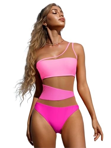 SISKIN Bathing Suit for Women, One - Shoulder Swim Suits for Women 2025, Sexy Mesh One - Piece Womens Swimsuits