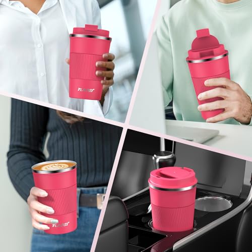 Travel Mug, 380ml Insulated Coffee Cup Travel Mug with Leakproof Lids - Double Walled Vacuum Stainless Steel Travel Coffee Mug for Hot & Cold Drinks, Water and Tea - Image 8