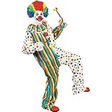 Adult Rainbow Clown Jumpsuit - 1 Pc - Vibrant, Colorful Cotton Clown Costume - Stand Out & Have Fun With This Unique Party Outfit - One Size Fits All