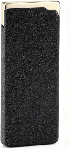Encendedor metálico clásico recargable ultra delgado negro