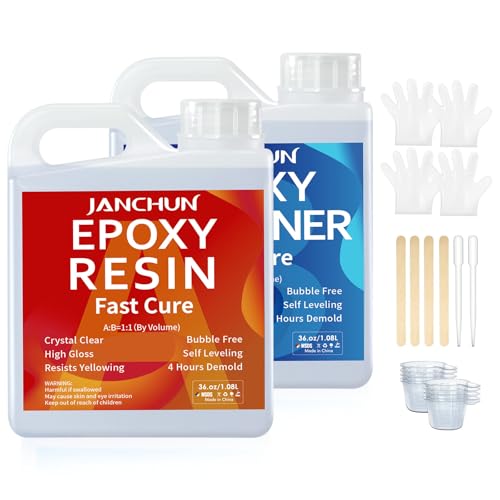 JANCHUN Crystal Clear Epoxy Resin Kit 72OZ Bubble...