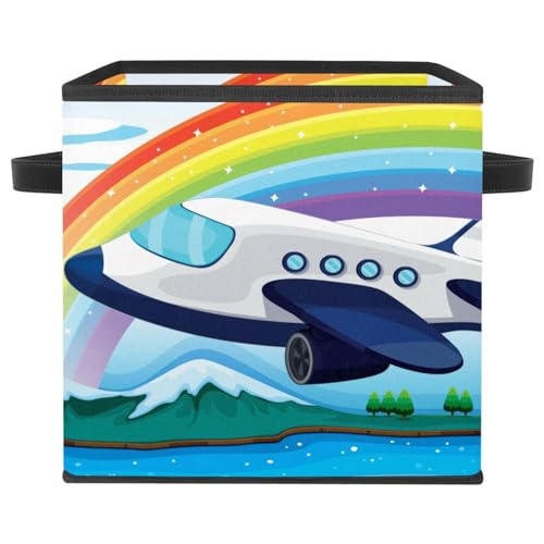 Boîte de rangement en tissu pliable motif arc-en-ciel de qualité - 2