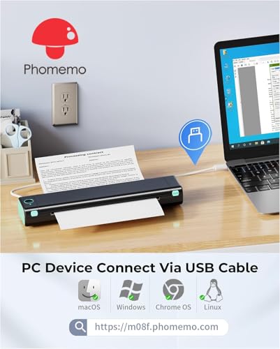 image for Phomemo Portable Printers Wireless for Travel, M08F Inkless Thermal Pr