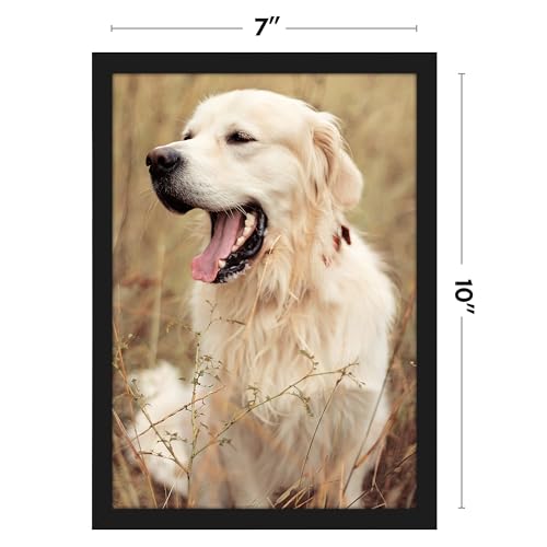 Image of Americanflat 7x10 Picture Frame with Shatter-Resistant Glass - Streamline Collection - Thin Border Photo Frame for Tabletop and Wall Display - Hanging Hardware and Easel Stand Included - Black