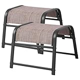 JEAREY 2 Set All-Weather Outdoor Footstools Patio Ottoman Footrest Set, Ergonomically Designed for Garden, Deck, Yard & Poolside - Brown