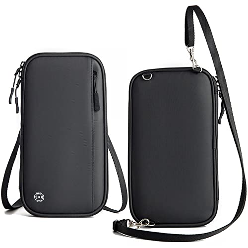 Family Passport Wallet RFID NFC Blocking, RUMANLE Travel Passport Holder Waterproof Large Capacity Passport Cover, Travel Document Organiser for Passports,Cards,Flight Tickets - Black