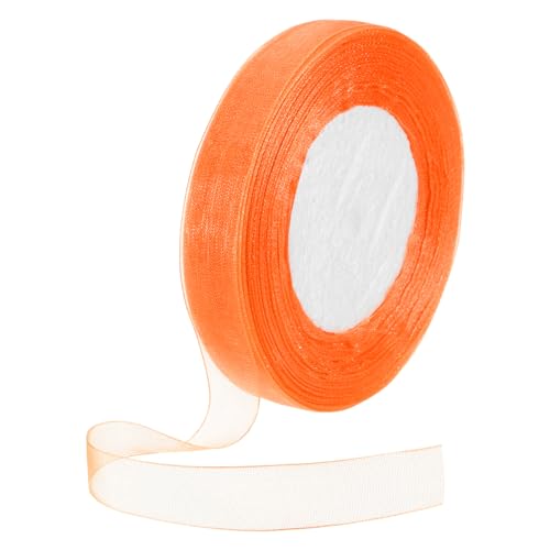 DMiotech 50 verges ruban organza 1/2 pouce orange, ruban mousseline brillant pour bouquets cadeaux décoration