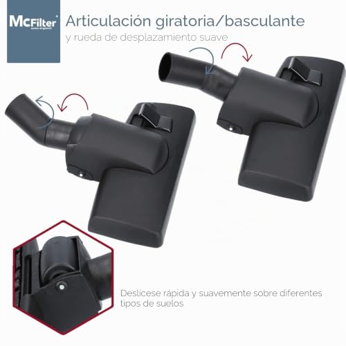 Miniatura 6 de Mcfilter Boquilla Universal Para Aspiradora, Boquilla De Suelo De 35 32 Mm, 1 Rollo Grande Y 2 Quitapelos, Incluye Adaptador De Conexión Compatible Con Miele Aeg, Siemens Bosch Kärcher, Etc.