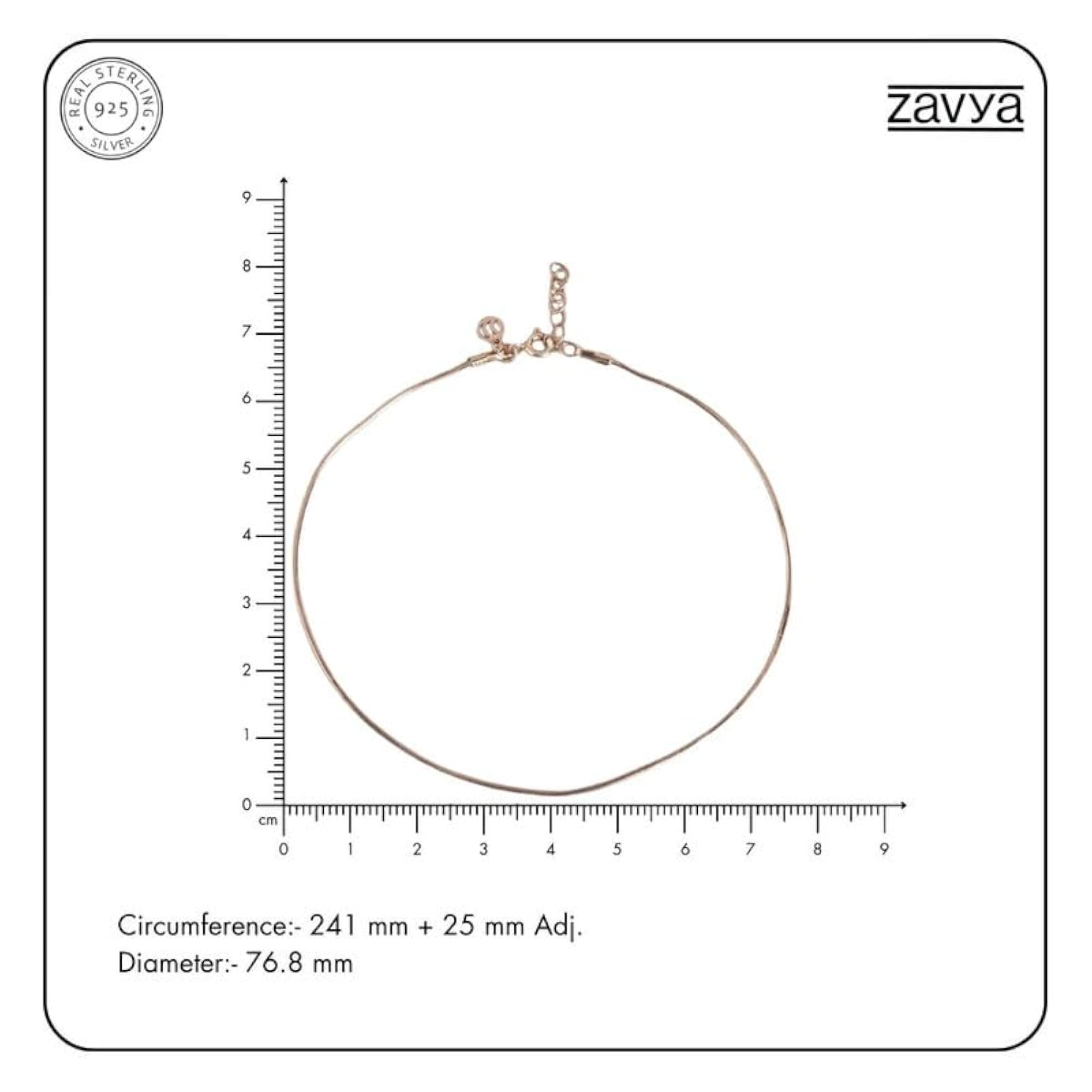 925 Silver Rose Plated Anklet with Stamp
