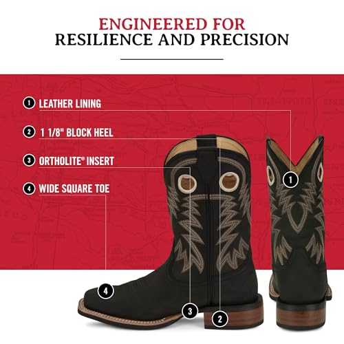 Justin Show Stopper 11” Western Boots for Men - Frontier Collection - Square Toe Leather Men’s Cowboy Boots with Comfort Footbed, Non Slip Outsole3