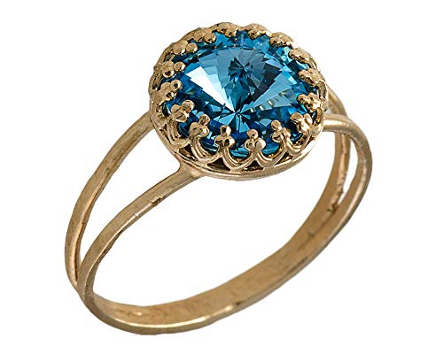 Bague Aigue-Marine Mars Birthstone Bague Bijoux Aigue-Marine Or
