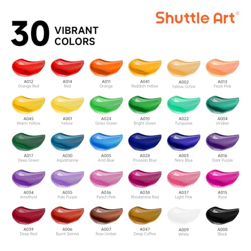 Shuttle Art Acrylic Paint Set - 30 Color Acrylic Paint, Wooden Easel, Canvas, Brushes, Palette, Art Set for Kids & Adults Beginners - Image 4