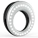 Auxiwa Clip On Ring Light for Camera [Rechargeable Battery] Selfie LED Camera Light with 36 LED for Smart Phone Camera, Round Shape, Black