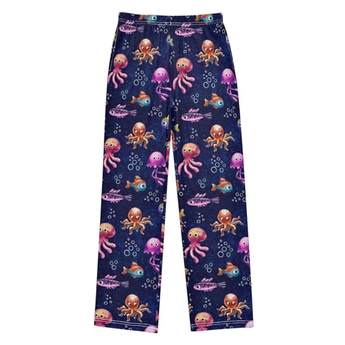 ZZXXB Octopus Fishes Boys Long Pants Soft Trousers Elastic Waist Kids Lounge Bottoms with Pockets S-XL
