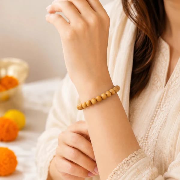 Image of Beaded Bracelet for Men & Women | Stretchable Handmade Prayer Meditation Yoga Wrist Bracelet | Stylish Everyday Wear | Free Size