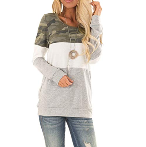 ZODOF Moda de Mujer a Rayas Camiseta Casual Tops para Mujer Sexy Blusa de Manga Larga Suelta con Cuello Redondo Camisas para Mujer 