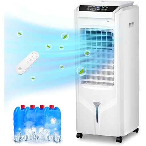 Uthfy Portable Air Conditioners, 32" Swamp Cooler Evaporative Air Cooler with 4.2 Gal Tank, Remote, 120° Oscillation Cooling Fan with 3 Speeds, 12H Timer, 3 In 1 Tower Fan thats Blow Cold Air for Room Cover