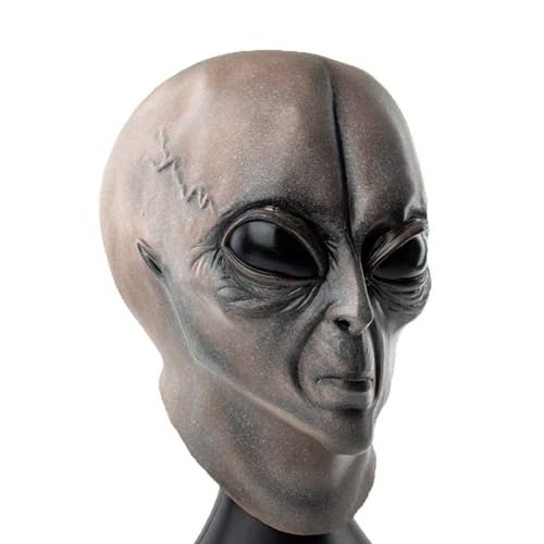 LOTIKS Realistic Alien Mask Latex Full Head Big Eyes Masks Costume for Adult Teens Halloween Cosplay Party Props Scary Party Decoration Novelty Headwear Outfit