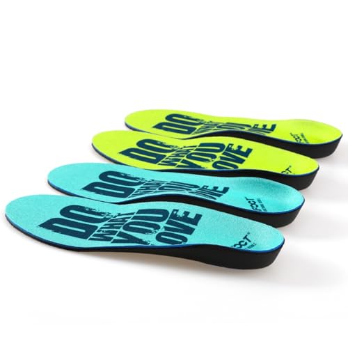 Image of XINIFOOT Arch Support Shoe Insoles for Men and Women, 2 Pairs, Blue + Green | 2 Pairs, Comfort Orthotic Inserts, For Flat Feet & Feet Pain, For Pronation & Running, Blue + Green