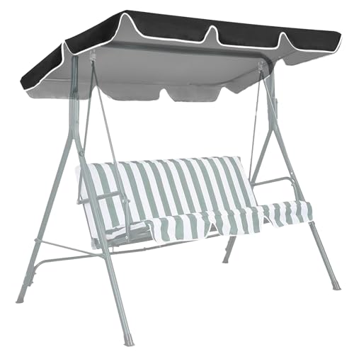 Swing Chair Canopy Replacement 3 Seater Garden Seat Canopy Cover Replacement Canopy Seat Chair Canopy Cover Outdoor Garden Furniture Covers(Black 195 * 125 * 15cm)