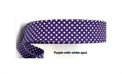 Spotty Dotty Polka Dot Double Fold Bias Binding Tape 30mm 1" Craft Trim Sewing Quilting 36 Colours A UK Seller -5m Purple with White - Image 2