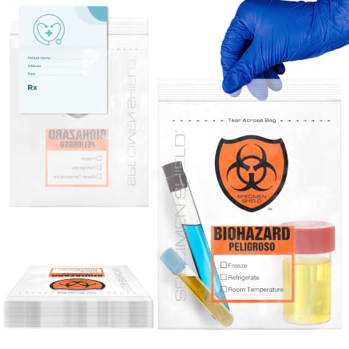 APQ 3 Wall Specimen Bags, 6 x 9 Inch Zipper Pouches with Document Pocket