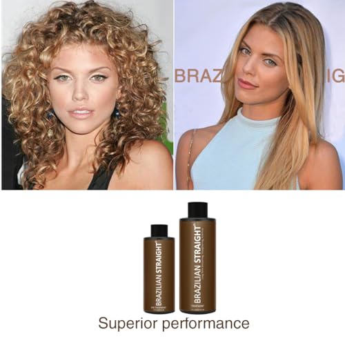 Formaldehyde-Free BRAZILIAN STRAIGHT Keratin Hair Straightening Treatment Prof Results Keratin Proteins Argan Amino Acids Smooth Natural Beauty Shine Lasts for months all Types & Colors (2PC FF SET)