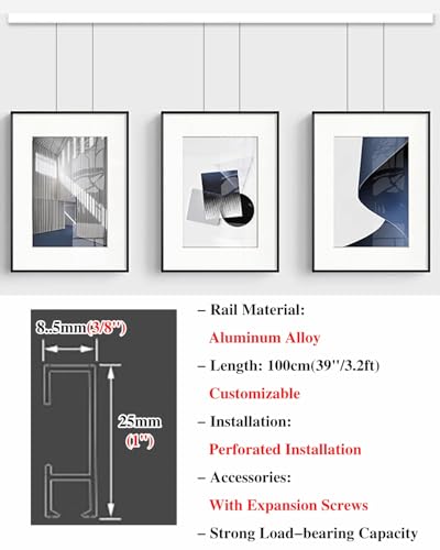Kit para colgar cuadros sin dañar la pared usando riel de exhibición estable 3