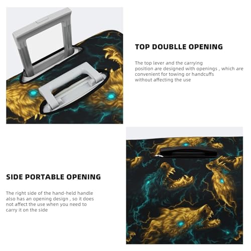 Luggage Cover Protector - Gold Cool Wolf Print Suitcase Covers for Luggage Fit 25-28 Inch Suitcase4