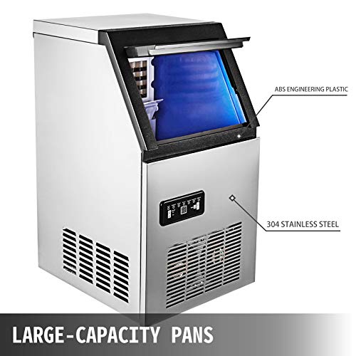 Happybuy Commercial Ice Maker Machine, 132 Lbs/24H Under Counter Ice Machine With 22 Lbs Storage For Home Office Restaurant Coffee Shop Bar, 5X8 Cubes Ready In 15 Mins, Water Filter & Scoop Included #TOP2