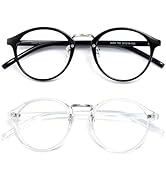 Cyxus 2 Pack Nerd Glasses Round Blue Light Glasses for Woman Man Reduce Eye Strain UV Blocking fo...