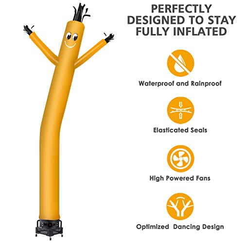 Image of MOUNTO 20ft Air Inflatable Tube Guy Puppet Dancing Man with 1HP Blower Complete Set (Yellow)
