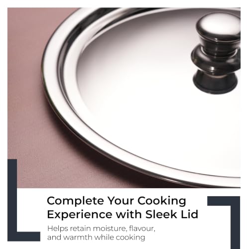 Image of Lifelong Stainless Steel Cookware Set of 5 | Kadhai (2.2L), Fry Pan (1.4L), Saucepan (1.2L), Tope (1.4L) with SS Lid, Induction Bottom, Riveted Handle, Durable Build, Even Heating, Dishwasher Safe