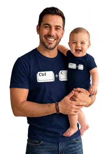 Tstars Ctrl C Ctrl V Dad and Baby Matching Shirts - Funny Daddy and Me Outfit for Fathers Day or Family Photos Dad Navy Medium/Baby Navy 6M (3-6M)