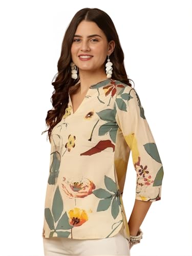 Image of Women's Short Kurti in TopsTunic Rayon Cotton Blend | Ladies Ethnic Tunic