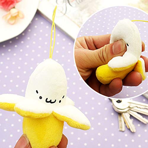 AmiAbi Exquisite Squeezing Toys Chaveiro Mobile Chain Banana Squeeze Yellow Dinosaur Stress Relief T