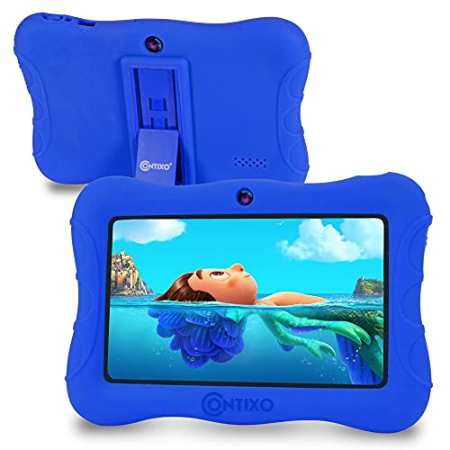 Contixo Kids Tablet V9, 7-inch HD, ages 3-7, Toddler Tablet with Camera, Parental Control - Android 10, 32GB, WiFi, Learning Tablet for Children with Teacher's Approved Apps and Kid-Proof Case, DkBlue