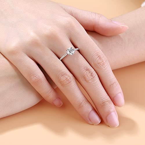 Luyona 1Ct Moissanite Engagement Wedding Ring For Women Classic 4-Prong Simulated Diamond Engagement Ring Graduated Side Stones Promise Bridal Ring-6 #TOP4