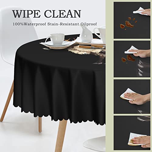 Pooedso Watercolor Painting Of Reindeer Tablecloths 60In Round Lace Waterproof Family Table Cover Tablecloth Kitchen Outdoor Party Decoration Tablecloths #TOP3