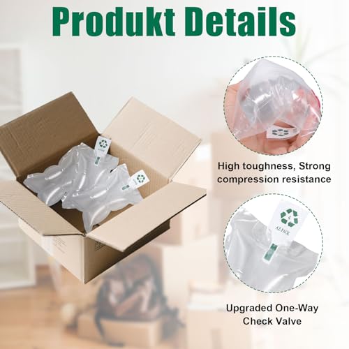 100 Stück Verpackungschips Luftpolsterkissen Luftkissen Verpackungsmaterial Füllmaterial Geschenk Luftpolsterfolie Rolle(10X15cm) mit Manueller Pumpe, Verpackungsmaterial Luftpolster