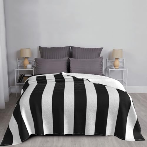 Couverture en micro-polaire à rayures noires et blanches pour lit et canapé - 7