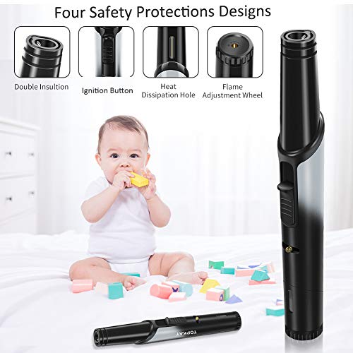 Torch Lighter, Candle Lighter, Long Lighter for Grill, BBQ, Butane Fuel Refillable Torch Lighter, Multipurpose Windproof Jet Flame Lighter for Fireplace, Camping(Empty Fuel)